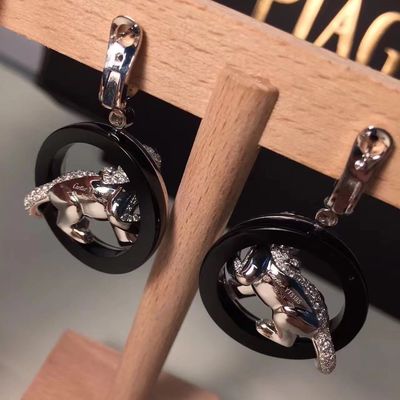Jakość Diamenty Kolczyki ze złota 18K Biżuteria PanthèRe De Białe złoto Szmaragdy Jadeitowy Onyks fabryka