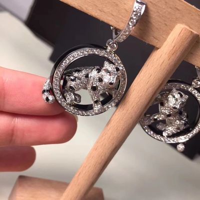 Jakość Diamenty Kolczyki ze złota 18K Biżuteria PanthèRe De Białe złoto Szmaragdy Jadeitowy Onyks fabryka