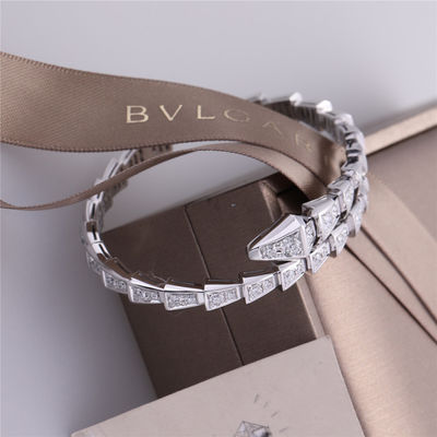Jakość Italy Romance Serpenti Viper, smukła, jedno-zwojowa bransoletka z 18-karatowego białego złota wysadzana pełnymi diamentami pavé Bransoletka Wąż fabryka