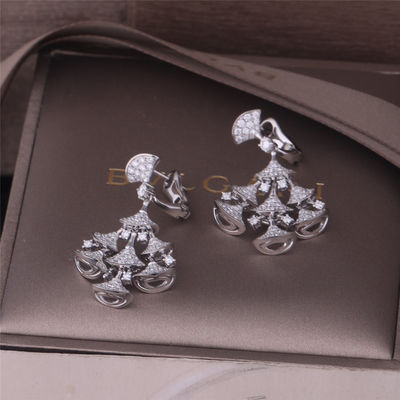 Jakość Roma High Jewelry Kolczyki DIVAS' DREAM z 18-karatowego białego złota wysadzanego 7 głównymi diamentami i pełnymi diamentami pavé fabryka
