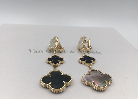 Jakość Kolczyki Van Cleef Arpels Magic Alhambra 18-karatowe żółte złoto z biało-szarą masą perłową fabryka